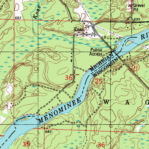 Topographic Map of Kells Post Office (historical), MI