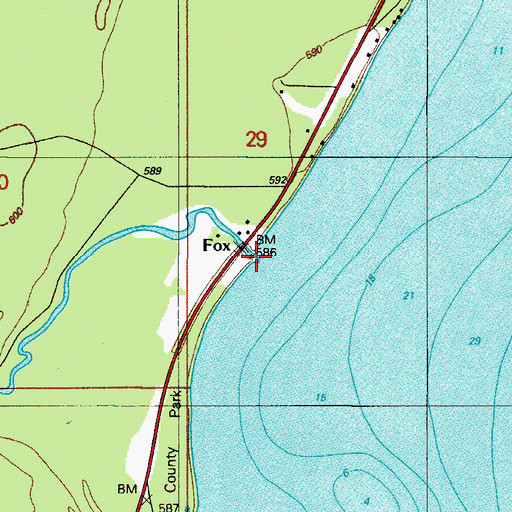 Topographic Map of Fox Post Office (historical), MI