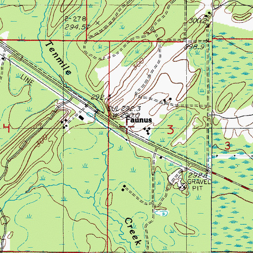Topographic Map of Faunus Post Office (historical), MI