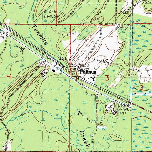 Topographic Map of Faunus Station (historical), MI