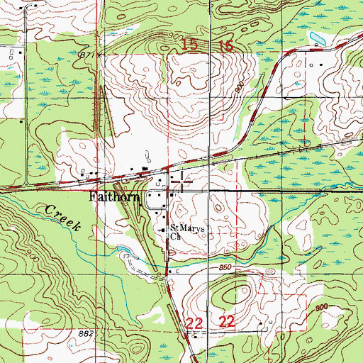 Topographic Map of Faithorn Post Office (historical), MI