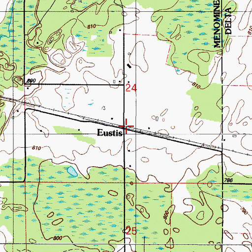 Topographic Map of Eustis Post Office (historical), MI