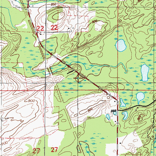 Topographic Map of Brooks Post Office (historical), MI