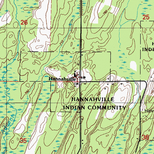 Topographic Map of Hannahville Indian School, MI