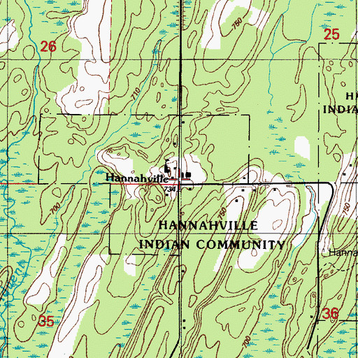 Topographic Map of Hannahville Police Department, MI