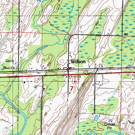 Topographic Map of Wilson Station, MI