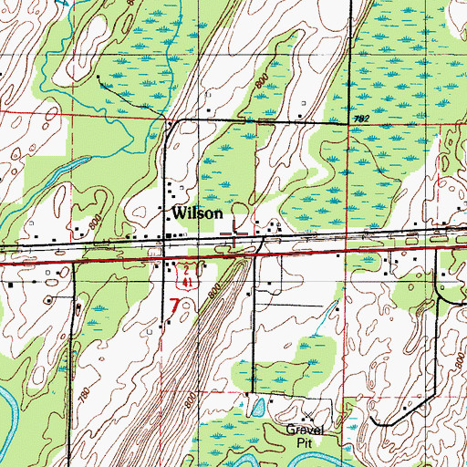 Topographic Map of Wilson Post Office, MI