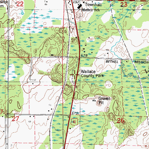 Topographic Map of Country Bible Church, MI