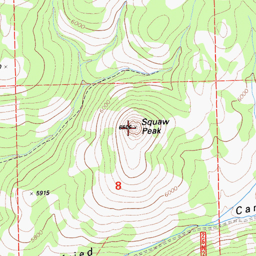 Topographic Map of Squaw Peak, CA