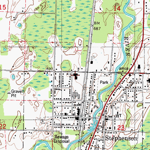 Topographic Map of Stephenson Elementary School, MI