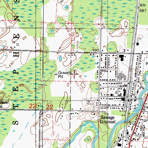 Topographic Map of Stephenson High School, MI