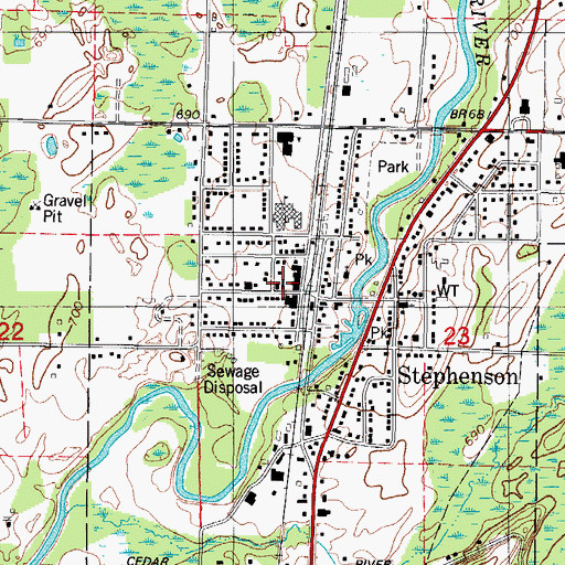 Topographic Map of Stephenson Post Office, MI