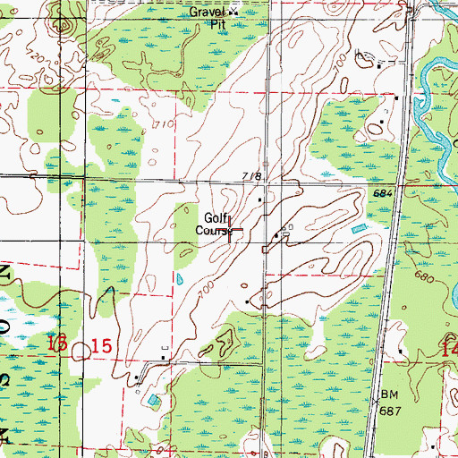 Topographic Map of Indian Hills Golf Course, MI