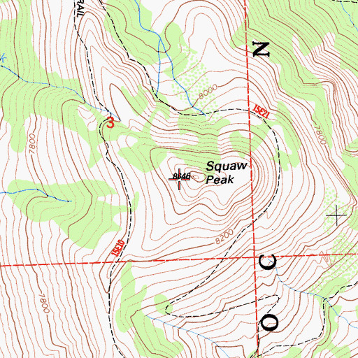 Topographic Map of Squaw Peak, CA