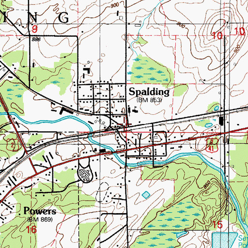Topographic Map of Spalding Station, MI