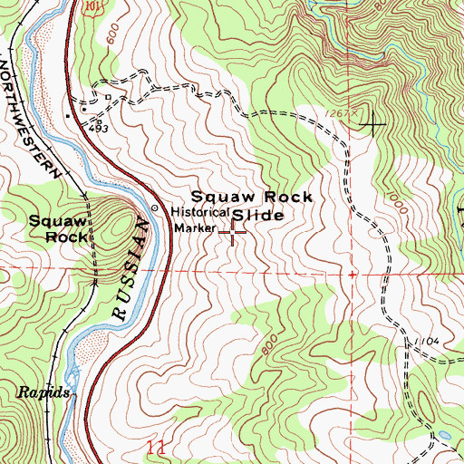 Topographic Map of Squaw Rock Slide, CA