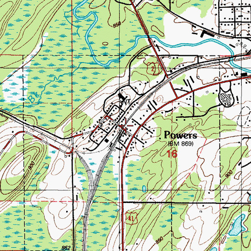 Topographic Map of Powers Police Department, MI