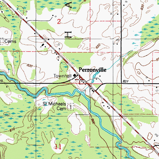 Topographic Map of Perronville Post Office, MI