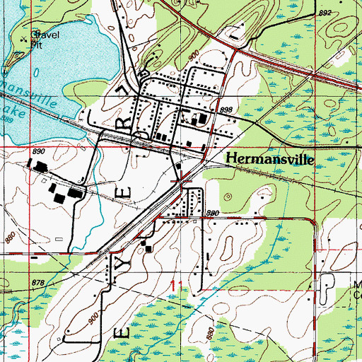 Topographic Map of Hermansville Station, MI