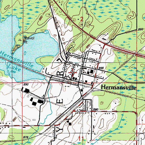 Topographic Map of Hermansville Post Office, MI
