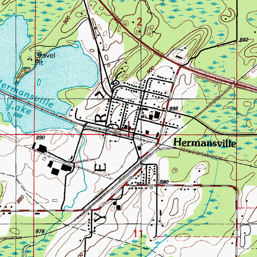 Topographic Map of Hermansville Branch Library, MI
