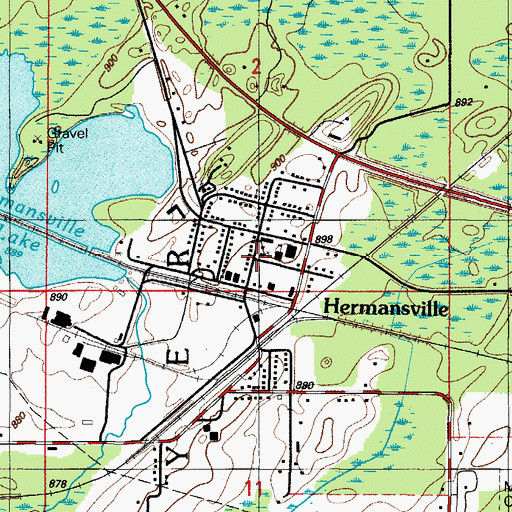 Topographic Map of First United Methodist Church, MI