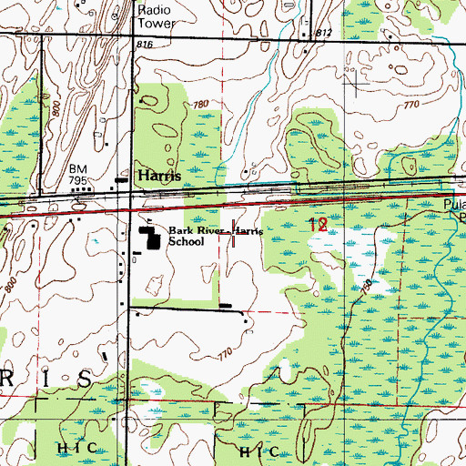 Topographic Map of Hannahville Tribal Police Department, MI