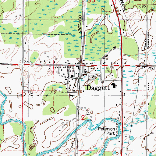 Topographic Map of Dagget Station (historical), MI