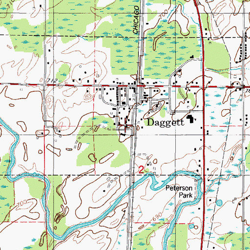 Topographic Map of Dagget Moravian Church, MI