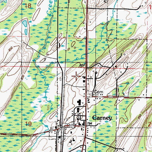 Topographic Map of Nadeau Township Fire Department, MI