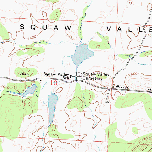 Topographic Map of Squaw Valley Cemetery, CA
