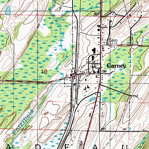 Topographic Map of Carney Station, MI
