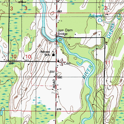 Topographic Map of Seventh Day Adventist Church Cemetery, MI