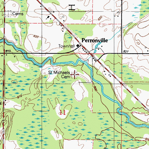 Topographic Map of Saint Michael's Catholic Cemetery, MI