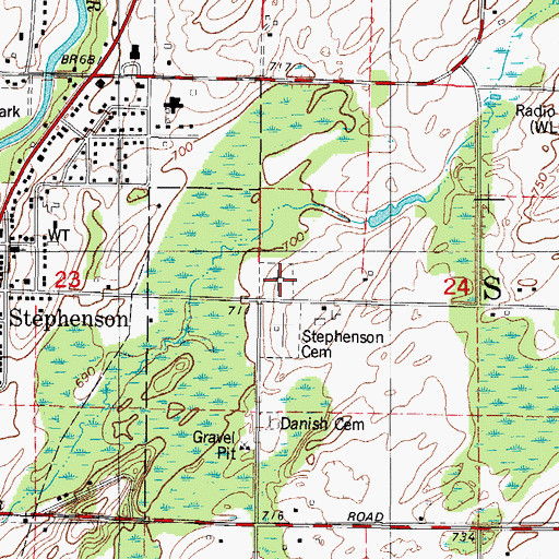 Topographic Map of North Stephenson Cemetery, MI