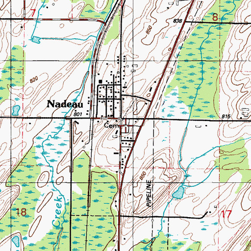 Topographic Map of Calvary Cemetery, MI