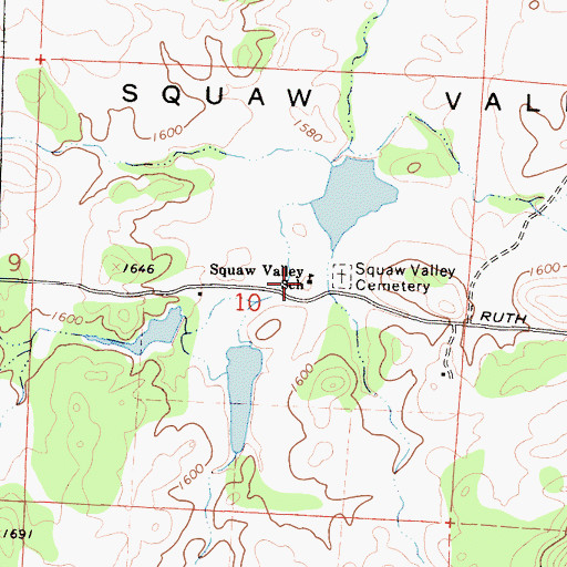 Topographic Map of Squaw Valley School, CA