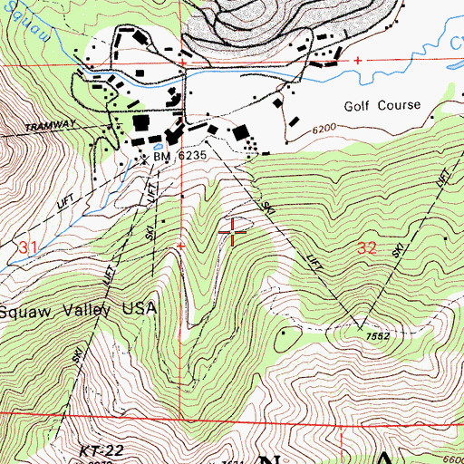 Topographic Map of Squaw Valley State Reservation Area (historical), CA