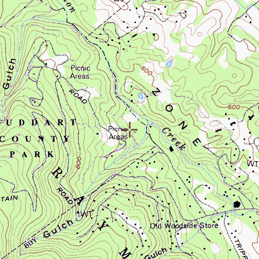 Topographic Map of Squealer Gulch, CA