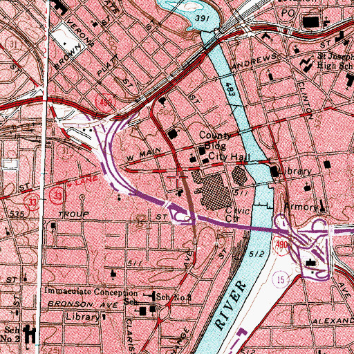 Topographic Map of Mechanics Institute (historical), NY