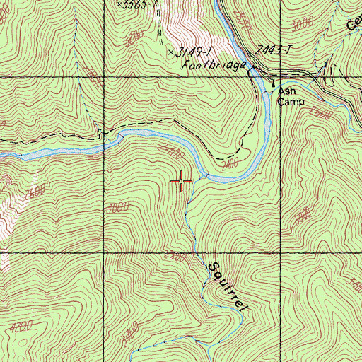 Topographic Map of Squirrel Creek, CA