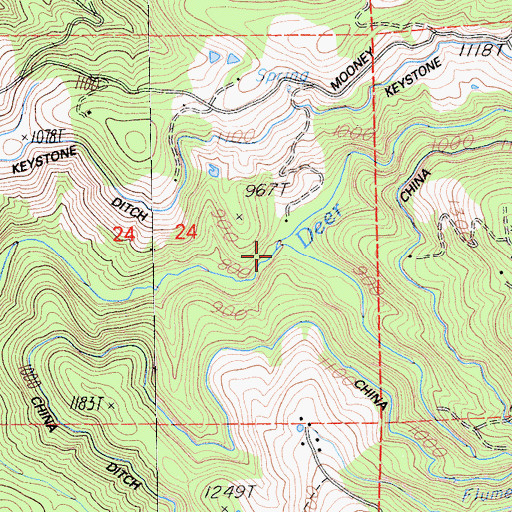 Topographic Map of Squirrel Creek, CA