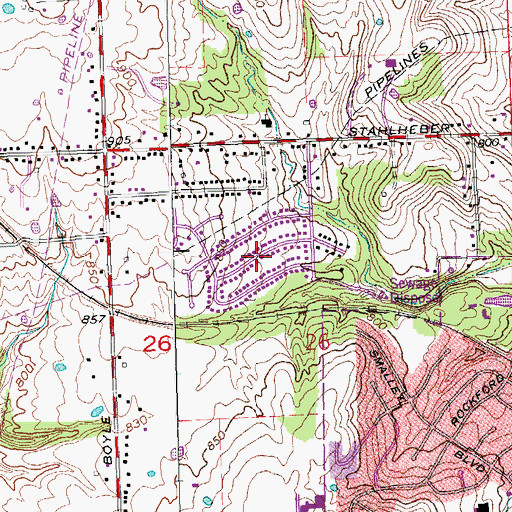 Topographic Map of Alamo Heights, OH