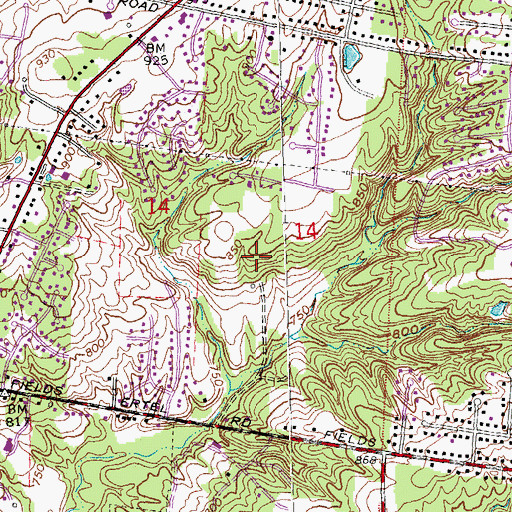 Topographic Map of Bennington Place, OH