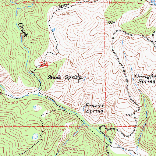 Topographic Map of Stack Spring, CA