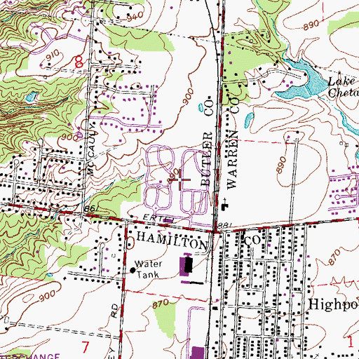 Topographic Map of Brenner Woods, OH