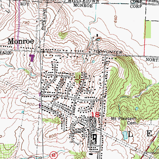 Topographic Map of Brittany Heights, OH