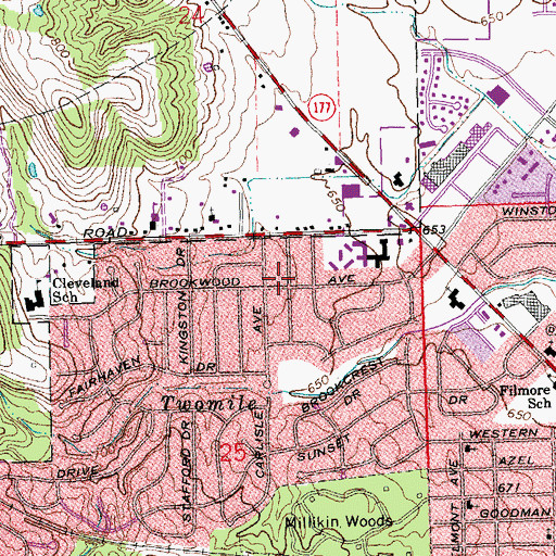 Topographic Map of Brookwood, OH