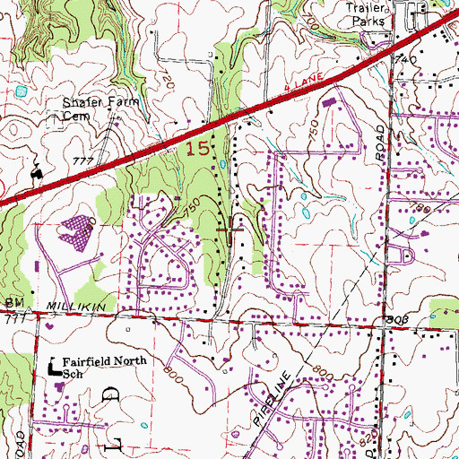 Topographic Map of Greenlawn, OH