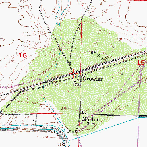 Topographic Map of Growler Railroad Station, AZ